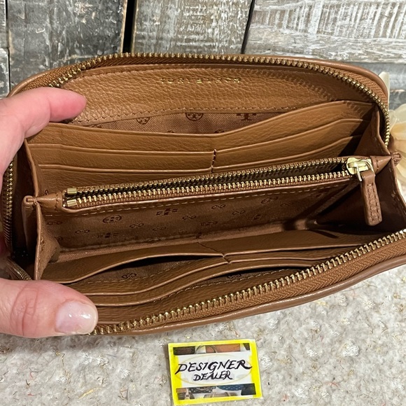 TORY BURCH Brown Leather Zip Around Wallet - Picture 6 of 10